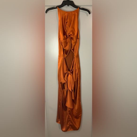 Andrea Iyamah Orange Reni Knotted Dress Size Large/US 10 New - Picture 3 of 15